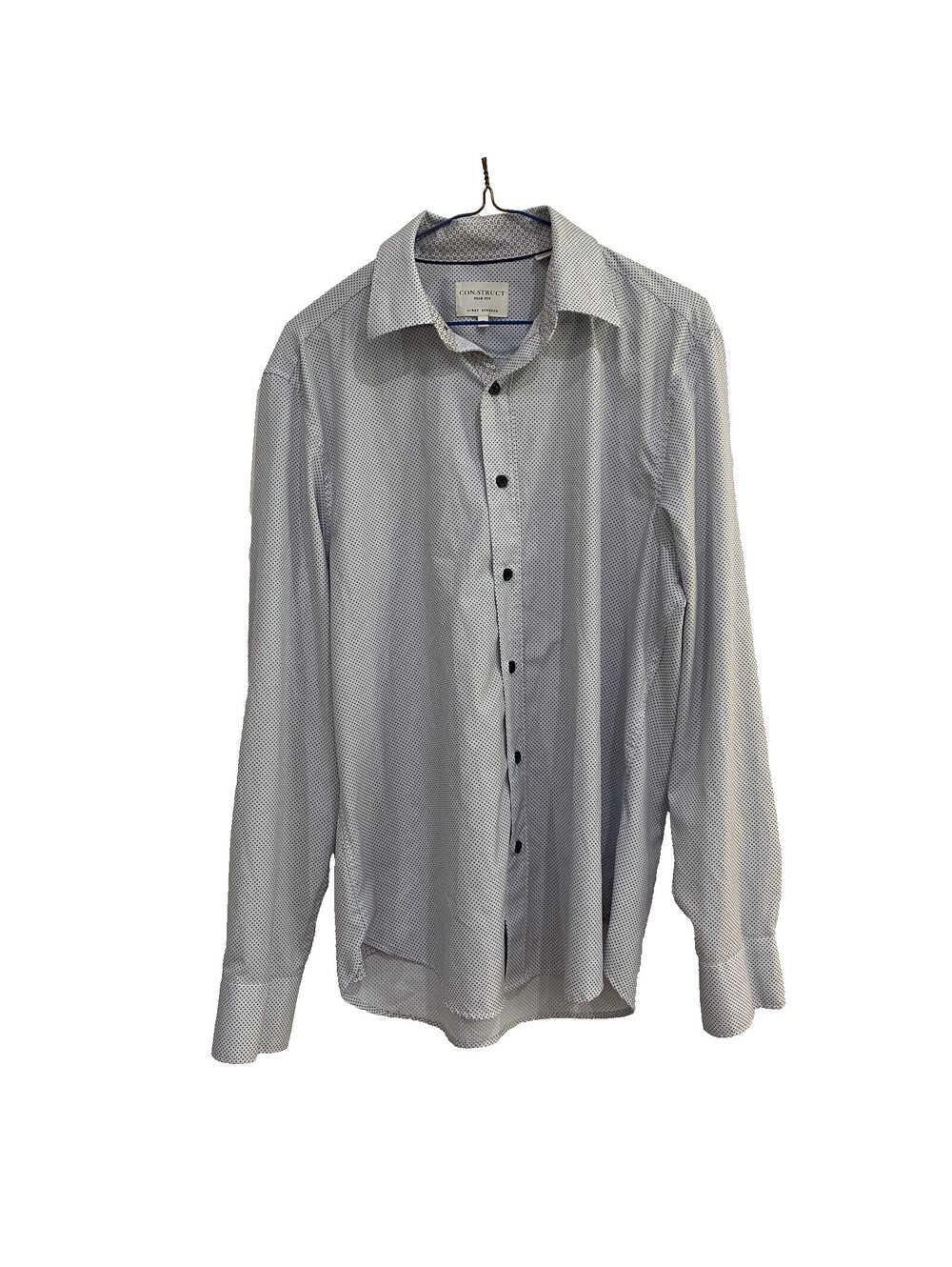 CON.STRUCT Dress Shirt Mens M White 4-Way Stretch Slim Fit Performance Stretch